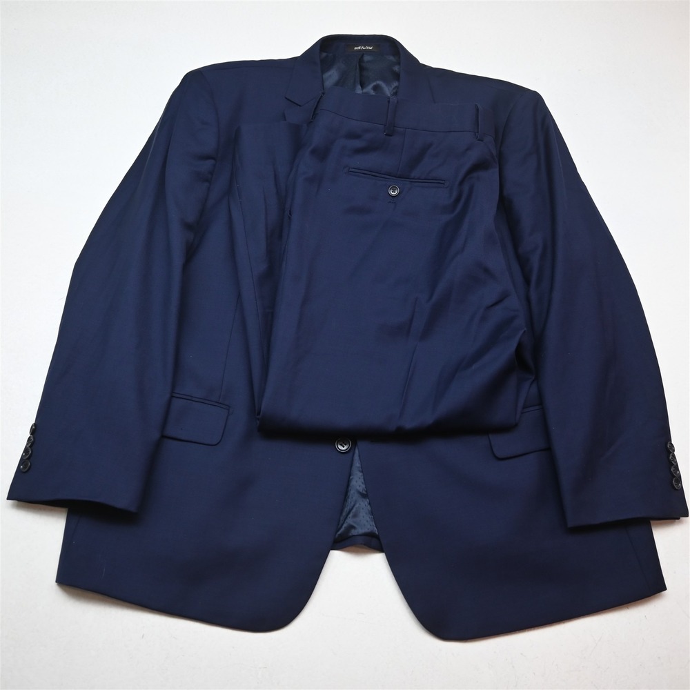 Mantoni 50R 42x28 Navy Blue 100% Wool Mens Jacket Pants Suit